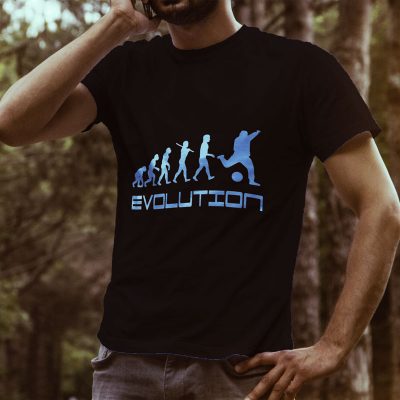 Egyedi nyomtatott póló Egyéb témában, Evolution (foci) képpel/szöveggel.