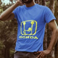 Egyedi autós póló Honda képpel, felirattal. Egyedi nyomtatott póló, egyedi póló.