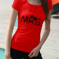 Egyedi nyomtatott páros póló Egyéb témában, MRS (Minnie) képpel/szöveggel.
